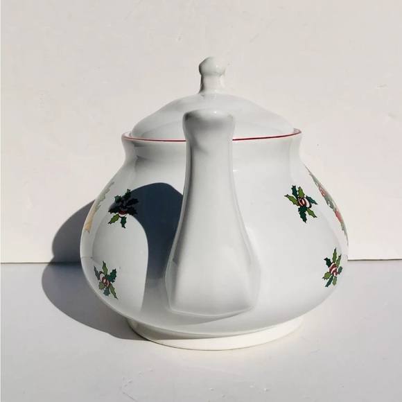 CELEBRATE THE SEASON TEAPOT CHRISTMAS 6 CUPS 6 1/2" X 10" VINTAGE HOLIDAY Ps2 - Picture 7 of 9